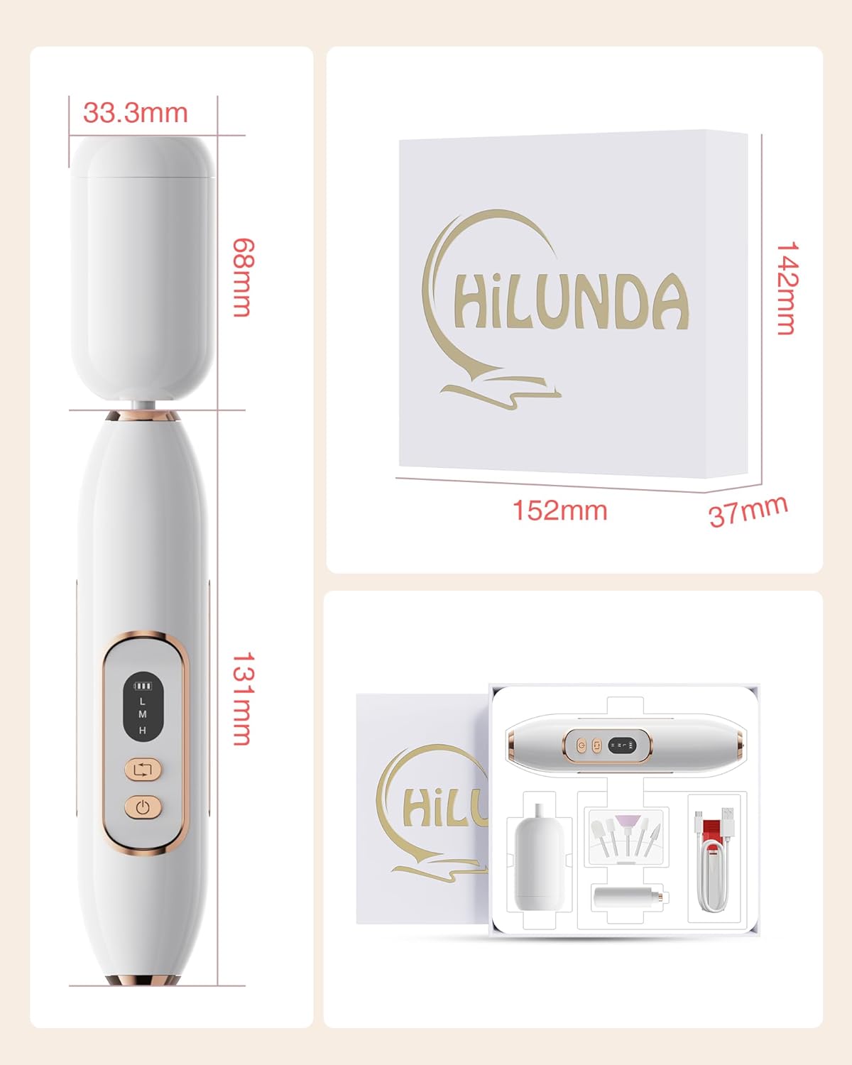 Ponceuse pour Ongles Professionnel - 1500mAh Ponceuse Ongle y Nettoyeur Pinceau Maquillage 2 en 1,20000 RPM Lime a Ongle Electrique,Nail Drill Portable,3 Vitesses Réglables,Sans Fil Sécurisé