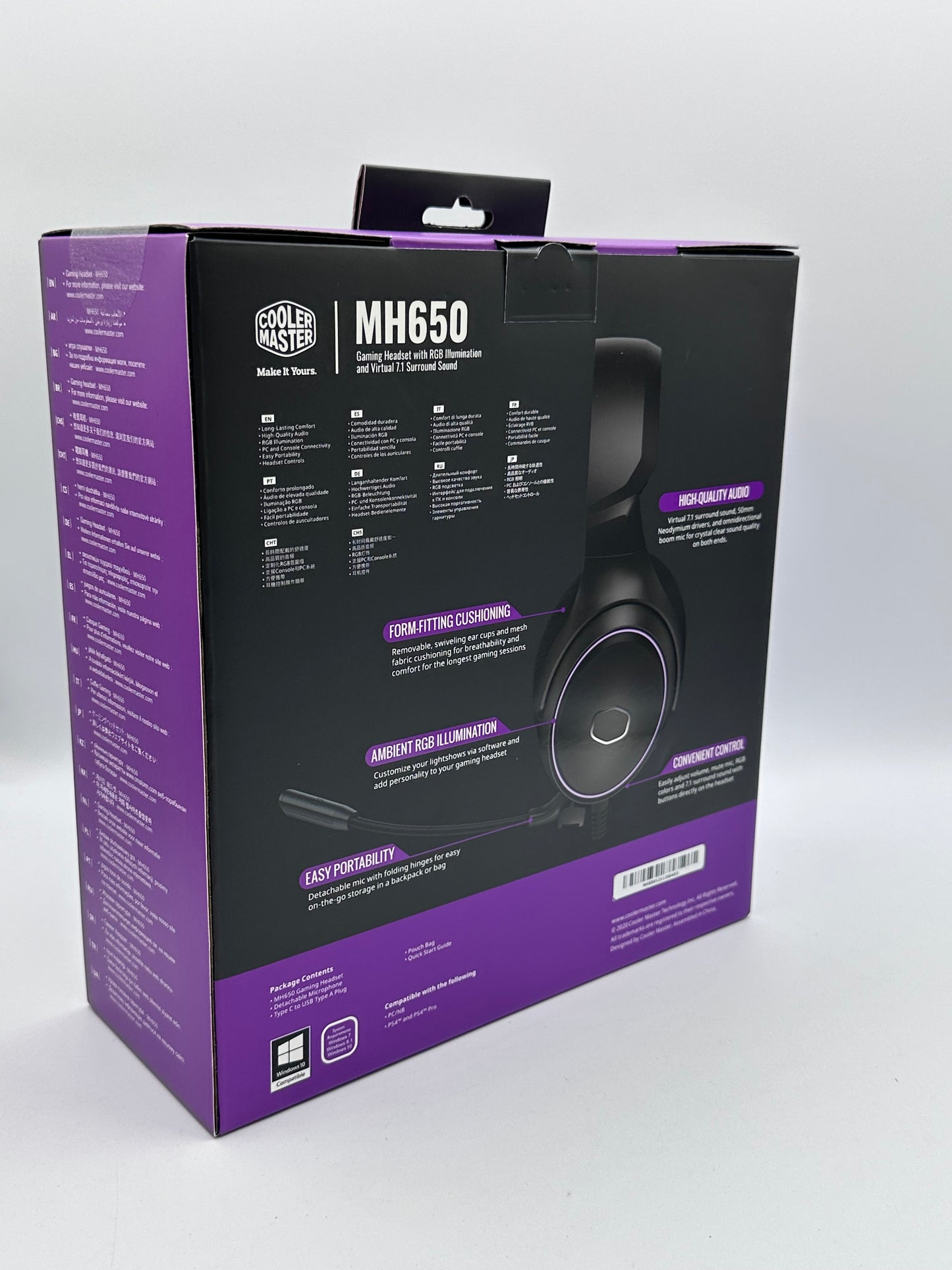 Casque de jeu Cooler Master RGB avec son surround virtuel 7.1 - Multiplateforme compatible avec les haut-parleurs audio en néodyme de 50 mm, un micro à flèche ultra-transparent et un cadre portable - USB de type A, noir