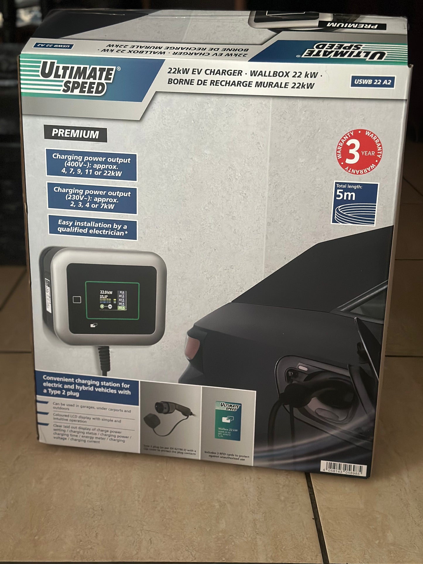 ULTIMATE SPEED Borne de recharge murale, 22 kW (3ph) neuve