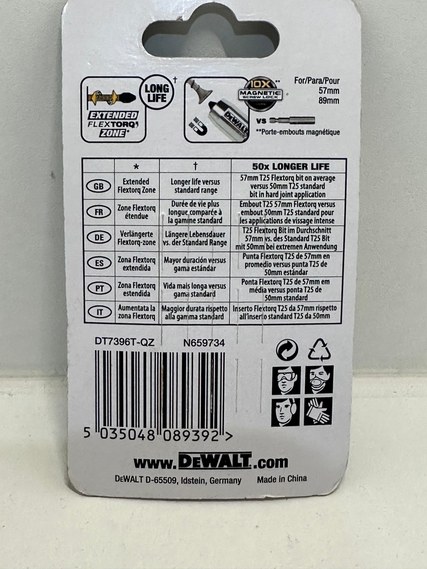 DEWALT - Lot de 5 Embouts de Vissage 57 mm T20 - DT7395T-QZ - Embouts Extreme FLEXTORQ - Pour Perceuse-Visseuse