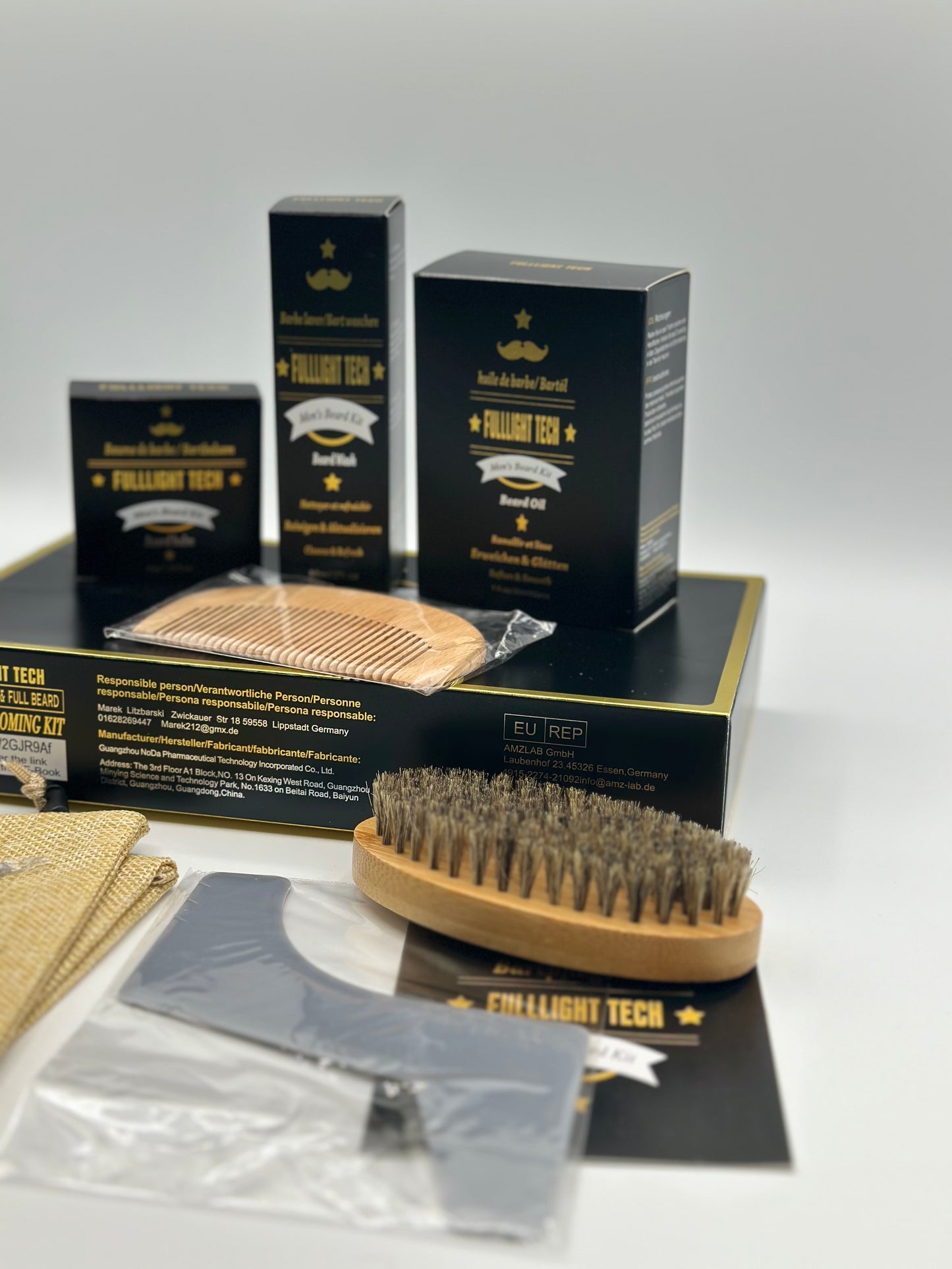 Kit de barbe homme FULLLIGHT TECH neuf huile brosse ciseaux