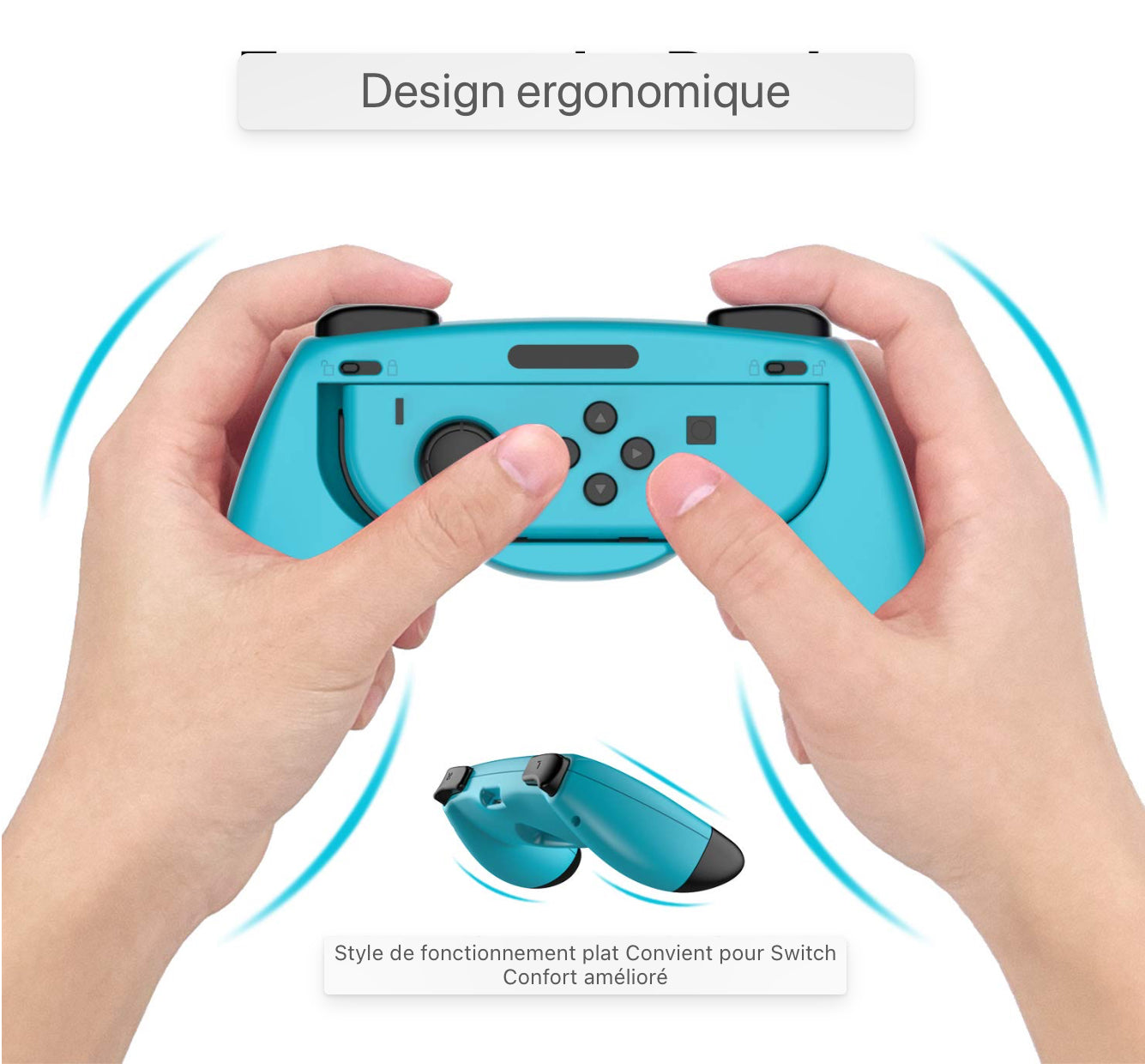 Support de poignée Compatible avec Nintendo Switch/OLED Joy Con Controller XL Large Hand Grip Holder Accessories avec Joystick Protection Caps, Rouge-Bleu