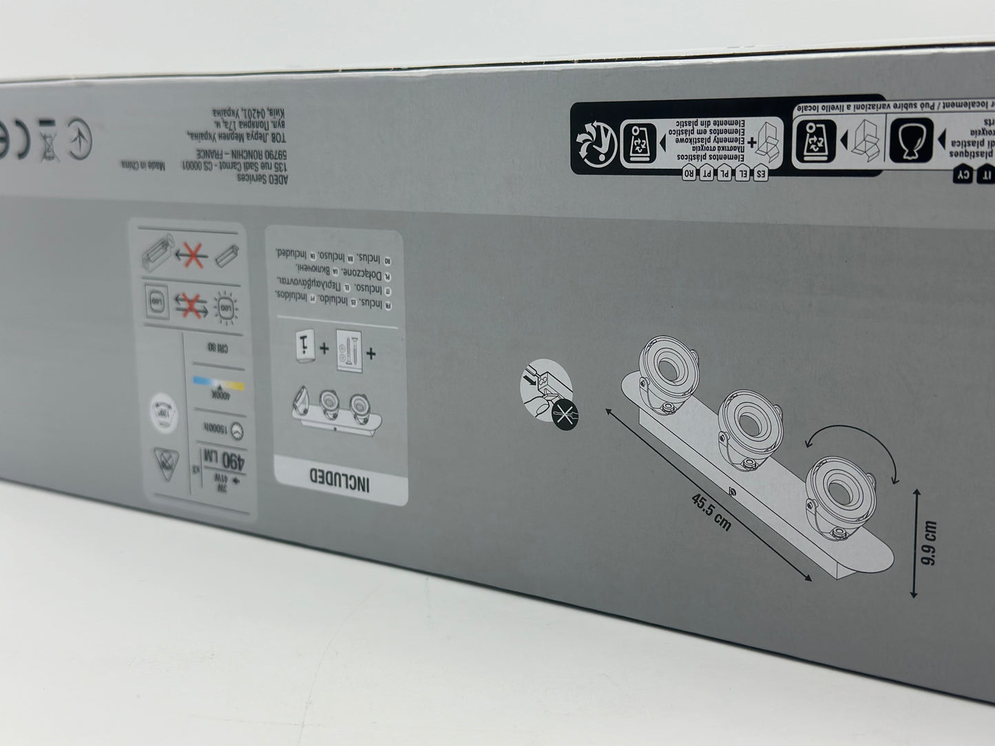 Rampe 3 spots module led, design, métal chrome, INSPIRE Xena neuf