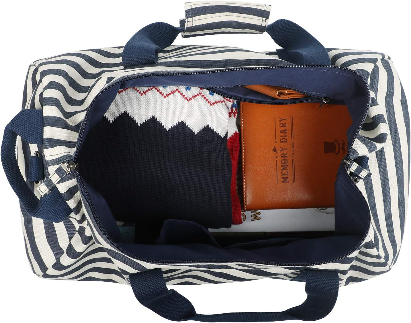 Sac en toile de Voyage pour Femmes et Hommes - Sac de Sport - Small Travel Duffel Bag & Sports Gym Bag (1.0 Ensemble rayé Bleu)