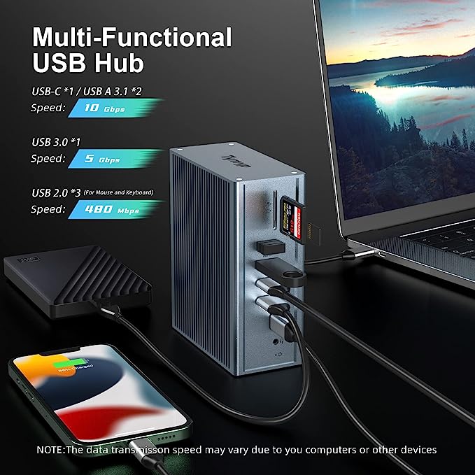 Station d'accueil 16en1 HDMI 100W PD USB-A/C 10Gbps MacBook Pro/Air Charge PD