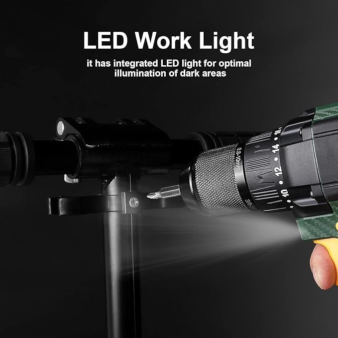 TECCPO Perceuse Visseuse sans Fil Brushless, 45Nm, Chargeur Rapide, 1 Batterie 2000mAh, 2 vitesses