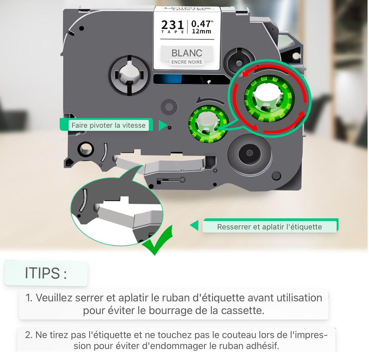 Compatible TZe-231 12mm TZe231 Ruban d'étiquettes Remplacement pour Brother TZe Ruban d'écriture Tz Tape 0,47 Noir sur blanc pour Brother P-Touch H100LB H105 H110 H107B 1010 1000 D600 E100 H200 P300BT D400