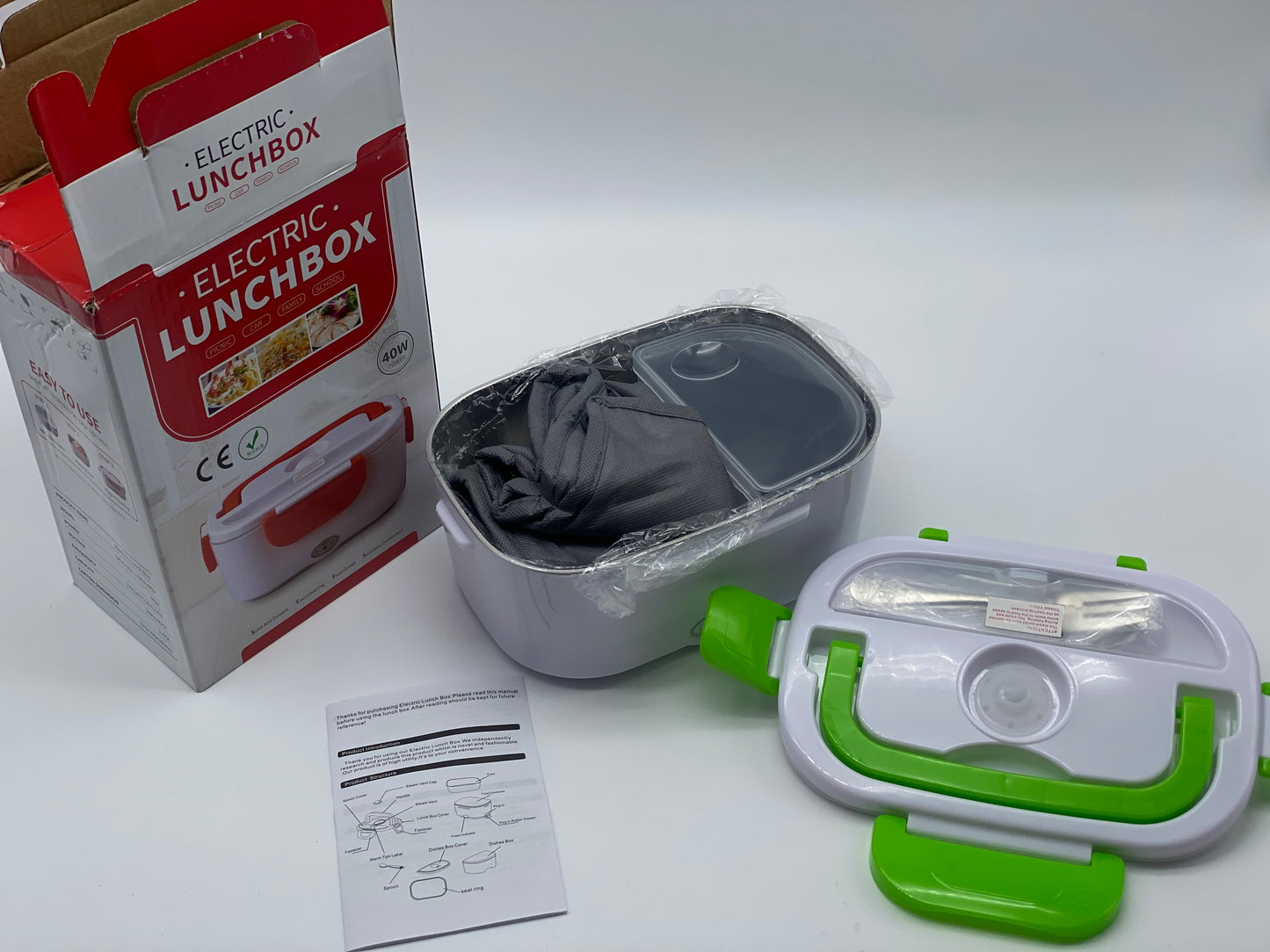 Boîte Chauffante Lunch Box 1.5L Électrique Boîte à Lunch Thermique 12V 24V 220V 40W 3 en 1 Boîte Alimentaires Boîte Repas revêtement en Isolation en Acier Inoxydable Boîtes-Repas
