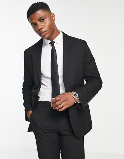 New Look - Veste de costume slim - Noir