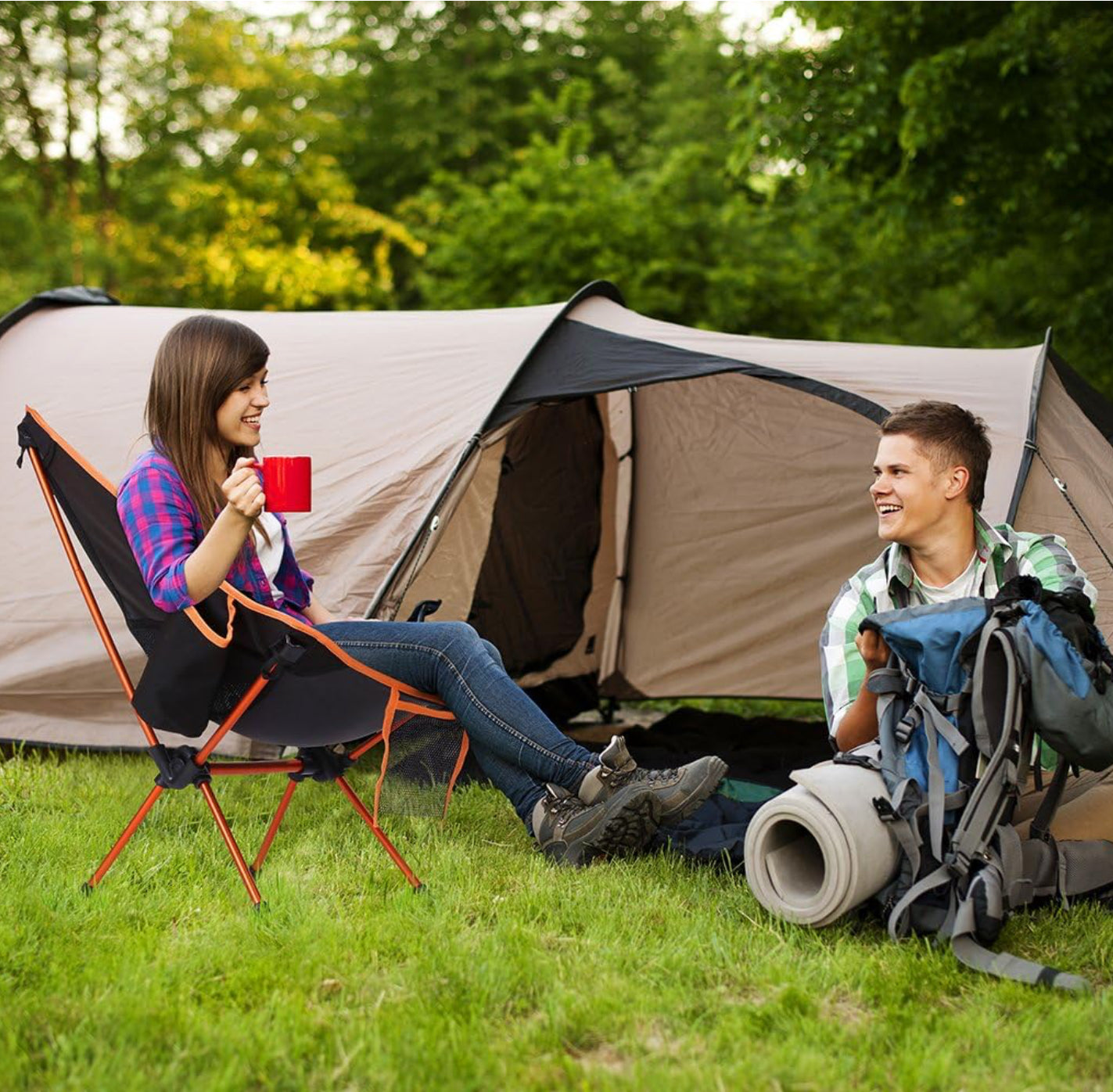 ENKEEO Chaise de Camping Pliable Chaise Camping Ultra-Légères Portatives avec Le Sac de Transport (1,2 kg) neuf