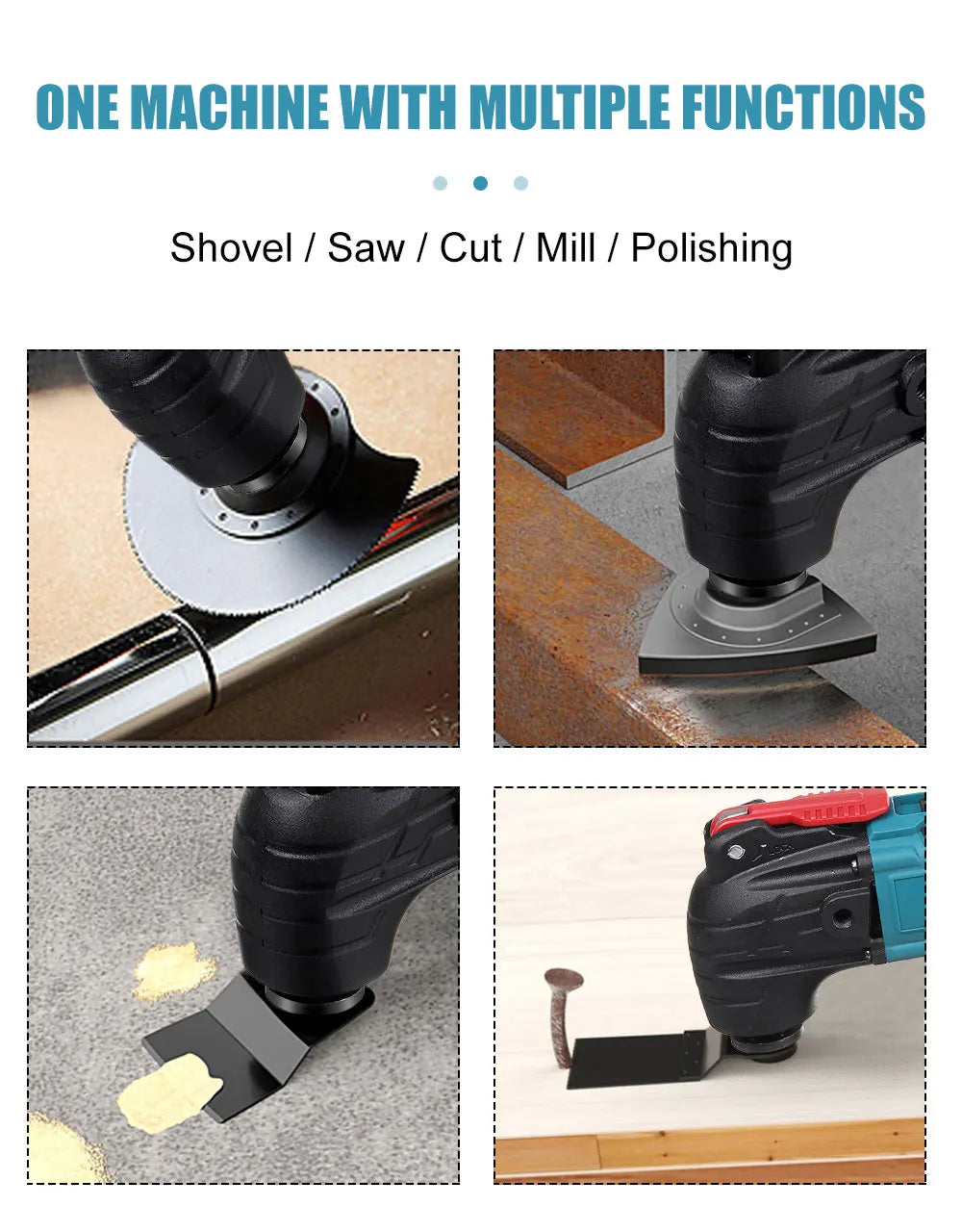 Scie oscillante, Outil oscillant sans fil Rénovateur électrique Multi-outils Machine de coupe compatible avec batterie Makita/dewalt/milwaukee 18v