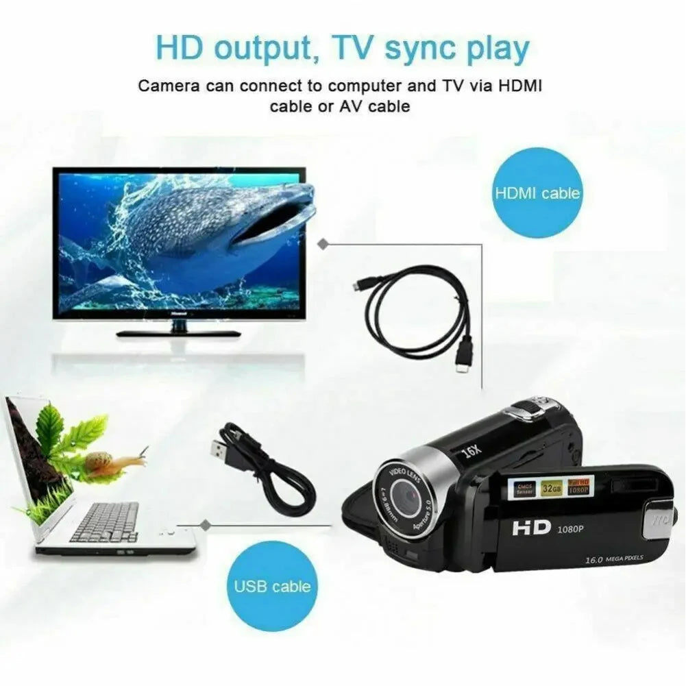 Caméra vidéo numérique 16M 16x à zoom optique pour la prise de vue de vidéos Caméra d'enregistrement 1080P Full Hd 16MP DV Caméscope