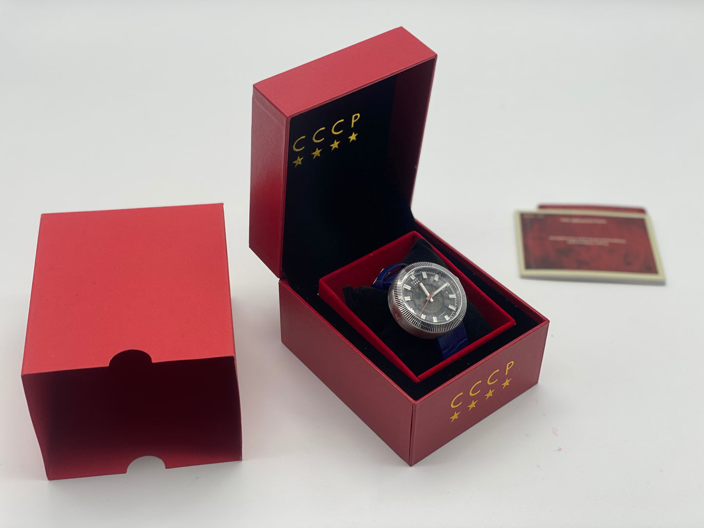 CCCP Monino CP-7025-01 Montre pour homme avec bracelet en cuir véritable Bleu
