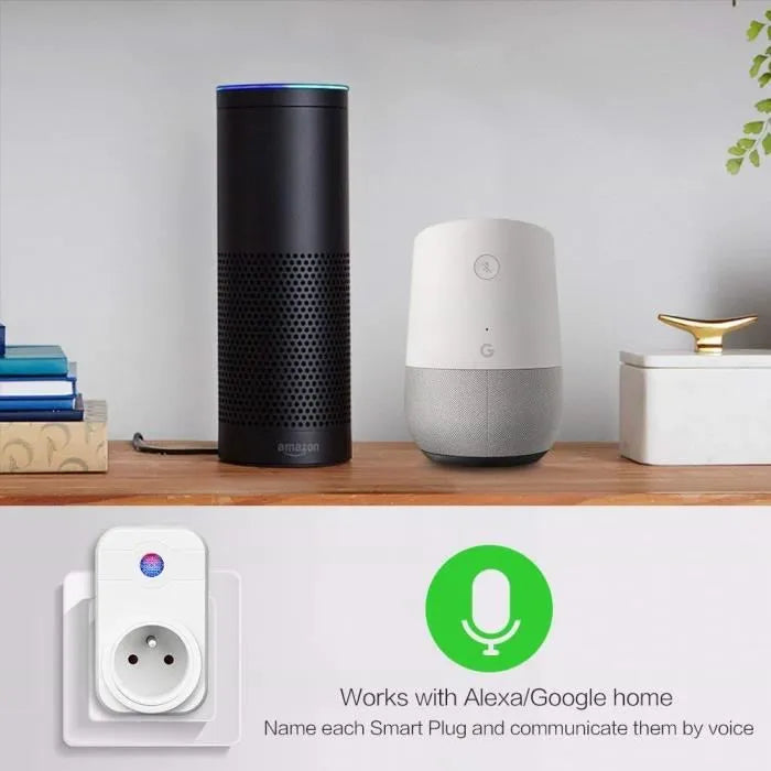 Intelligente Prise,Prise Connectée WiFi Compatible avec Android iOS Alexa Prise Télécommandées de Smart Plug (lot de 2)