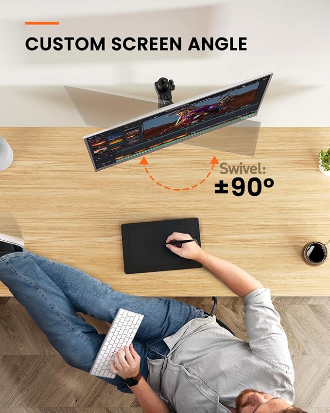 Support Ecran PC pour Moniteurs de 13 à 32 Pouces, Bras Ecran PC Réglable en Hauteur de 42 cm, Pied Ecran PC avec 2 Options de Montage, Vesa 75/100 mm, 8 Kg