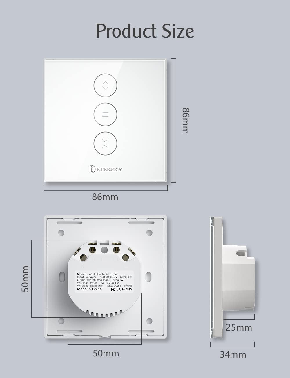 Interrupteur Volet Roulant Connecté WiFi, Commutateur Intelligent Volet Roulant Stores Connecté Compatible avec Alexa et Google Home, Interrupteur Tactile Peut Éteindre la LED, Timer - 4 Packs