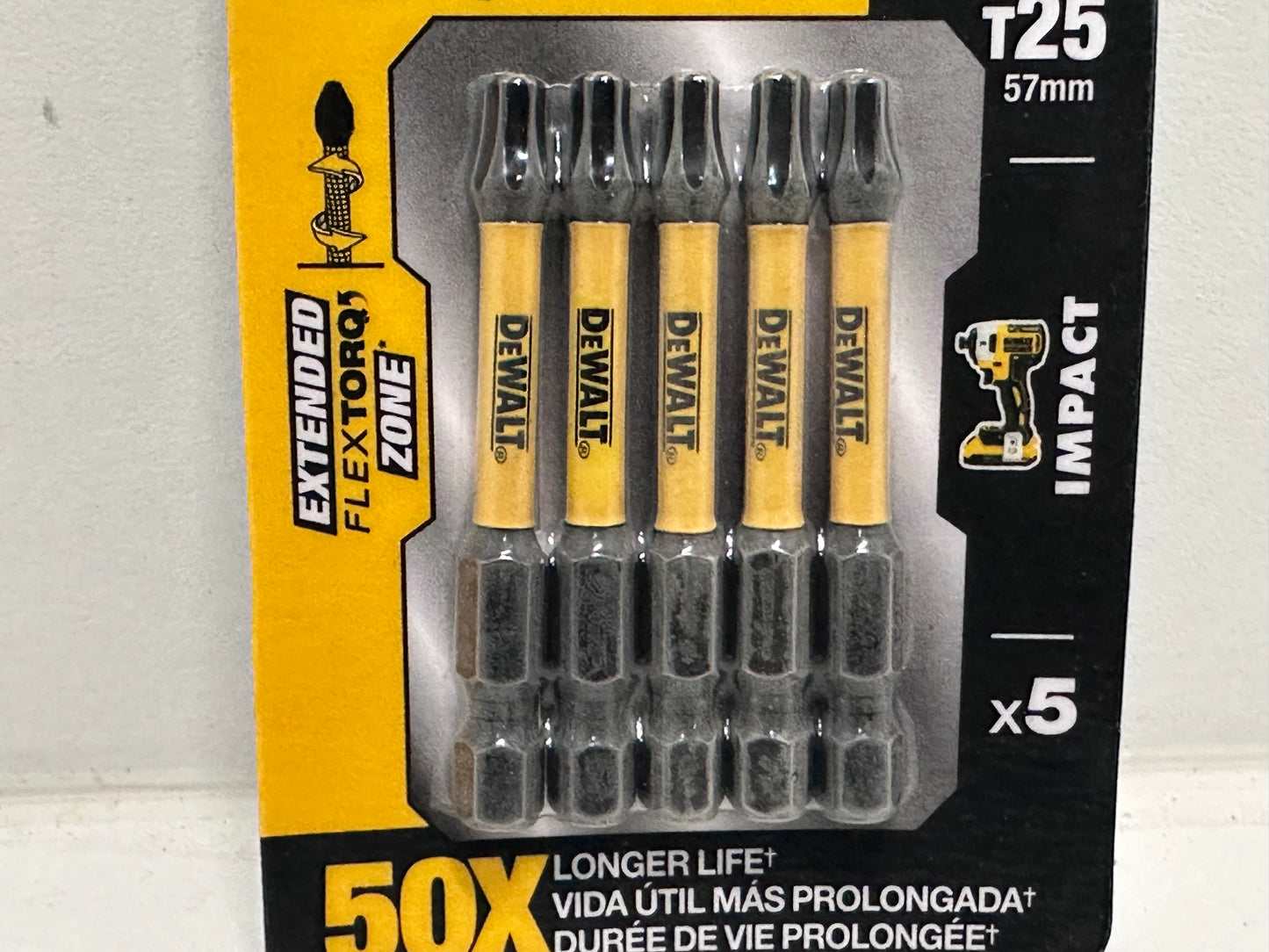 DEWALT - Lot de 5 Embouts de Vissage 57 mm T20 - DT7395T-QZ - Embouts Extreme FLEXTORQ - Pour Perceuse-Visseuse