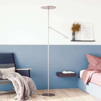 Lampadaire avec liseuse, Mirasol, nickel, H.181 cm 2044 + 584 lm neuf