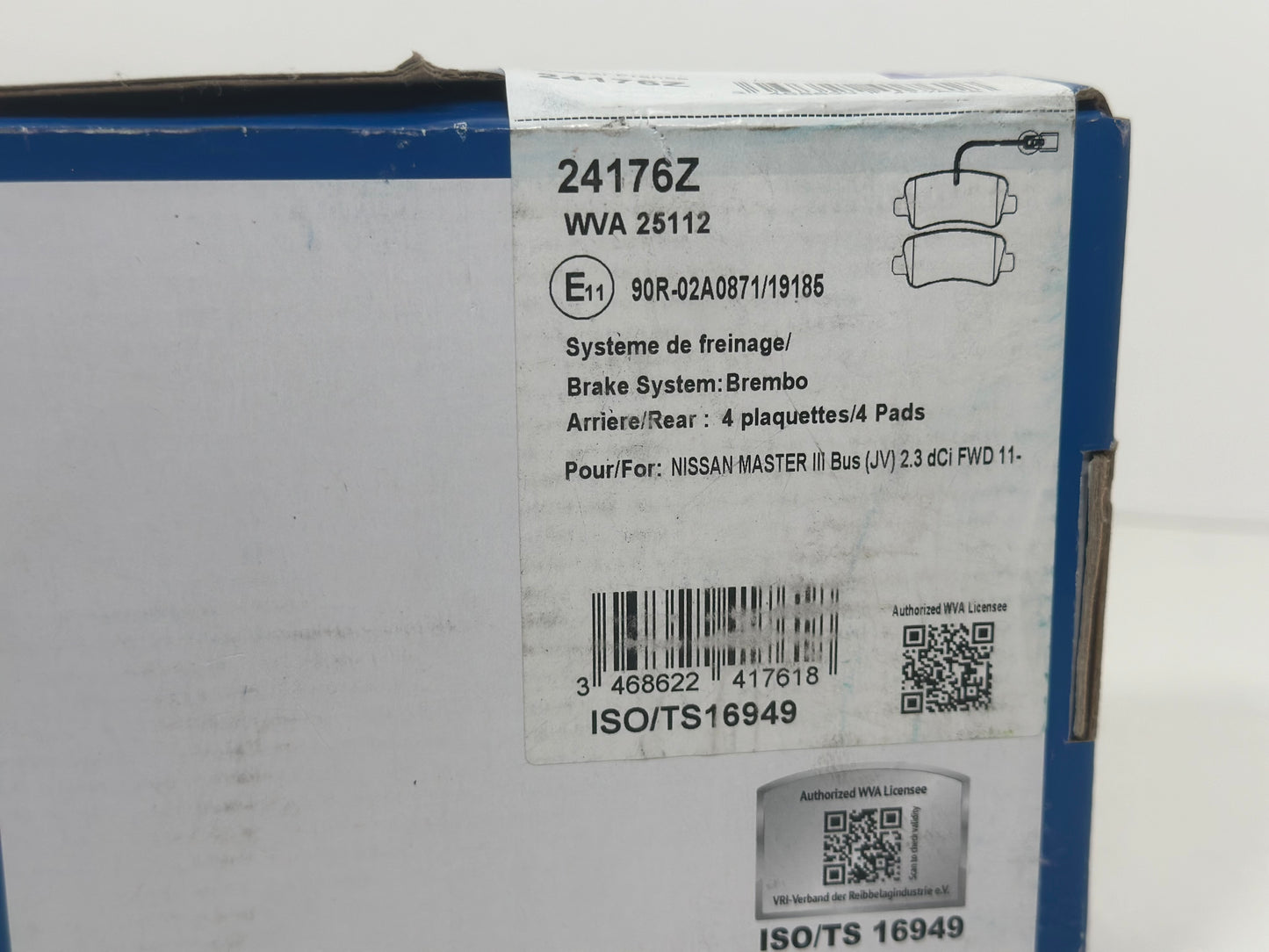KIT DE PLAQUETTES DE FREIN, FREIN À DISQUE 24128Z
Référence 24128Z
Marque : KLAXCAR pour fiât, Renault, jeep