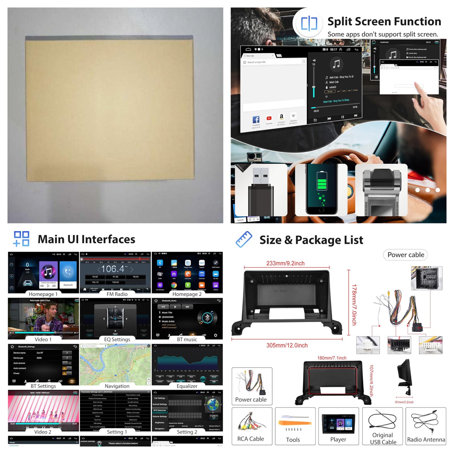 Podofo Android Autoradio pour Peugeot 5008/4008/3008 2017-2020,Auto GPS Navi 9" Écran Tactile WiFi Bluetooth FM RDS Lien Miroir USB Auto Radio Stéréo Lecteur