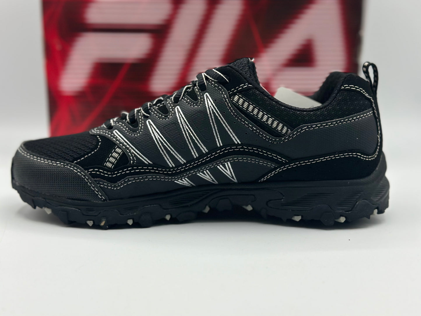 Fila Men's Memory at Peak Steel Toe Trail Runner, Black/Metallic Silver, T38