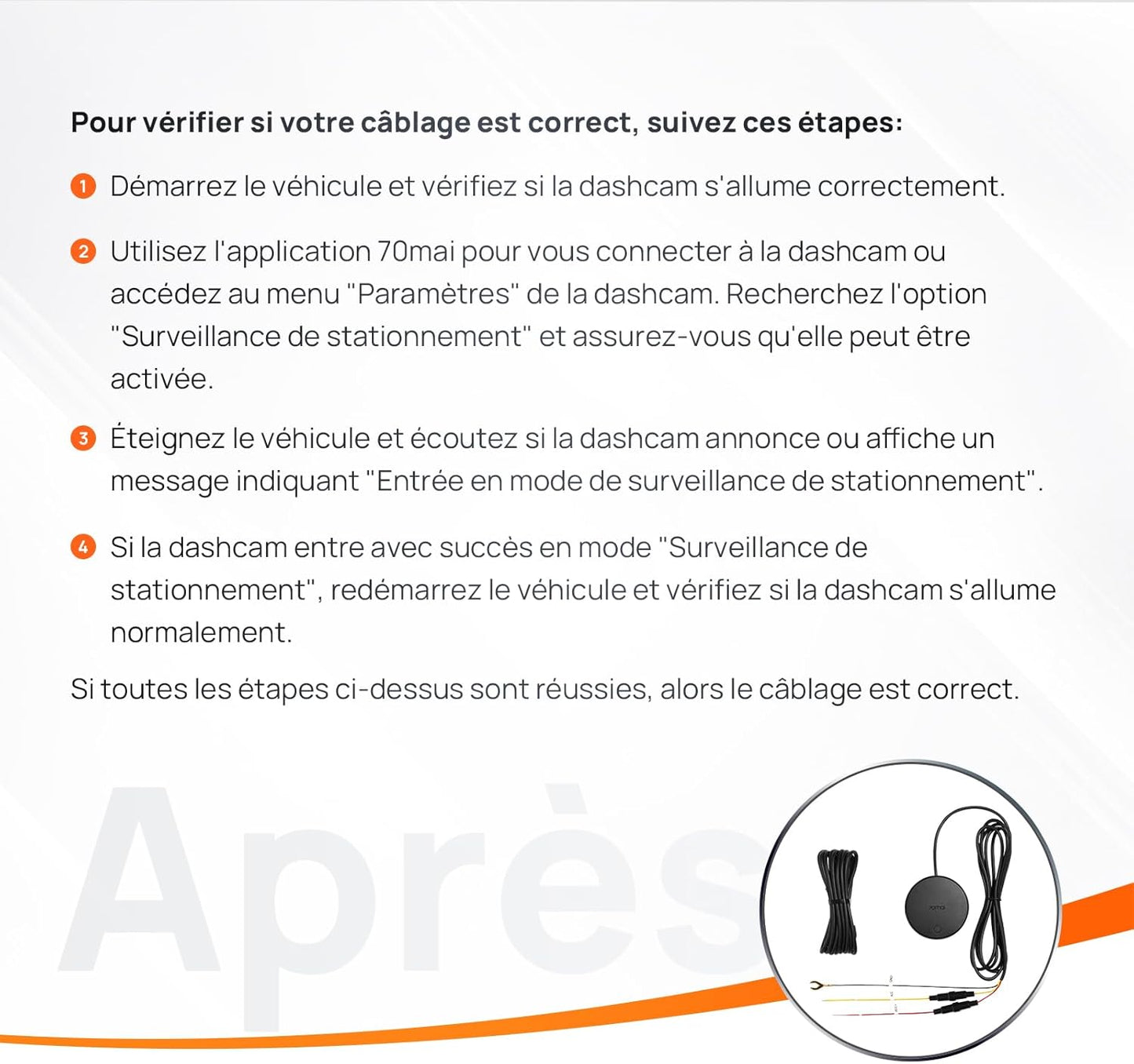 70mai 4G Hardwire Kit for Dash Cam Omni & A810 & A510, Surveillance de Parking Intelligent 24H, Surveillance en Temps réel, Alerte instantanée, Localisateur de Voiture par GPS