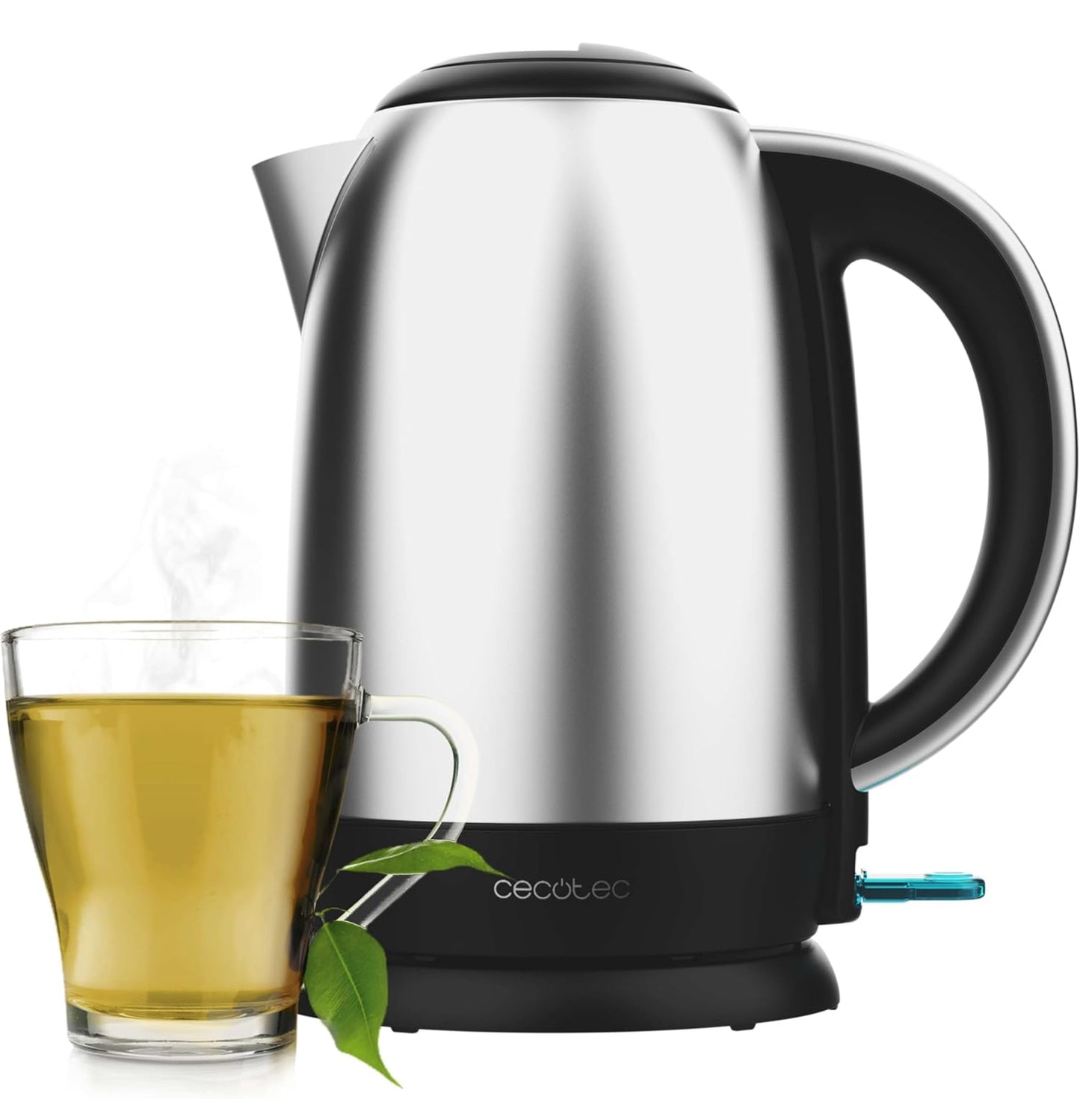 Cecotec Bouilloire Électrique de 1,7L Thermosense 200 Steel. 2200W, Corps en Acier Inoxydable, Base Rotative à 360º, Indicateur Lumineux, Double Système de Protection.