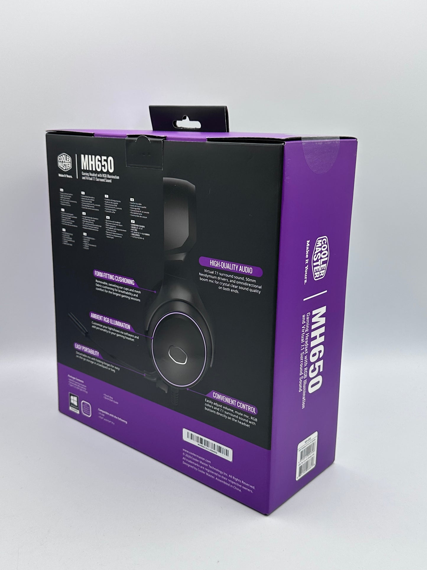Casque de jeu Cooler Master RGB avec son surround virtuel 7.1 - Multiplateforme compatible avec les haut-parleurs audio en néodyme de 50 mm, un micro à flèche ultra-transparent et un cadre portable - USB de type A, noir
