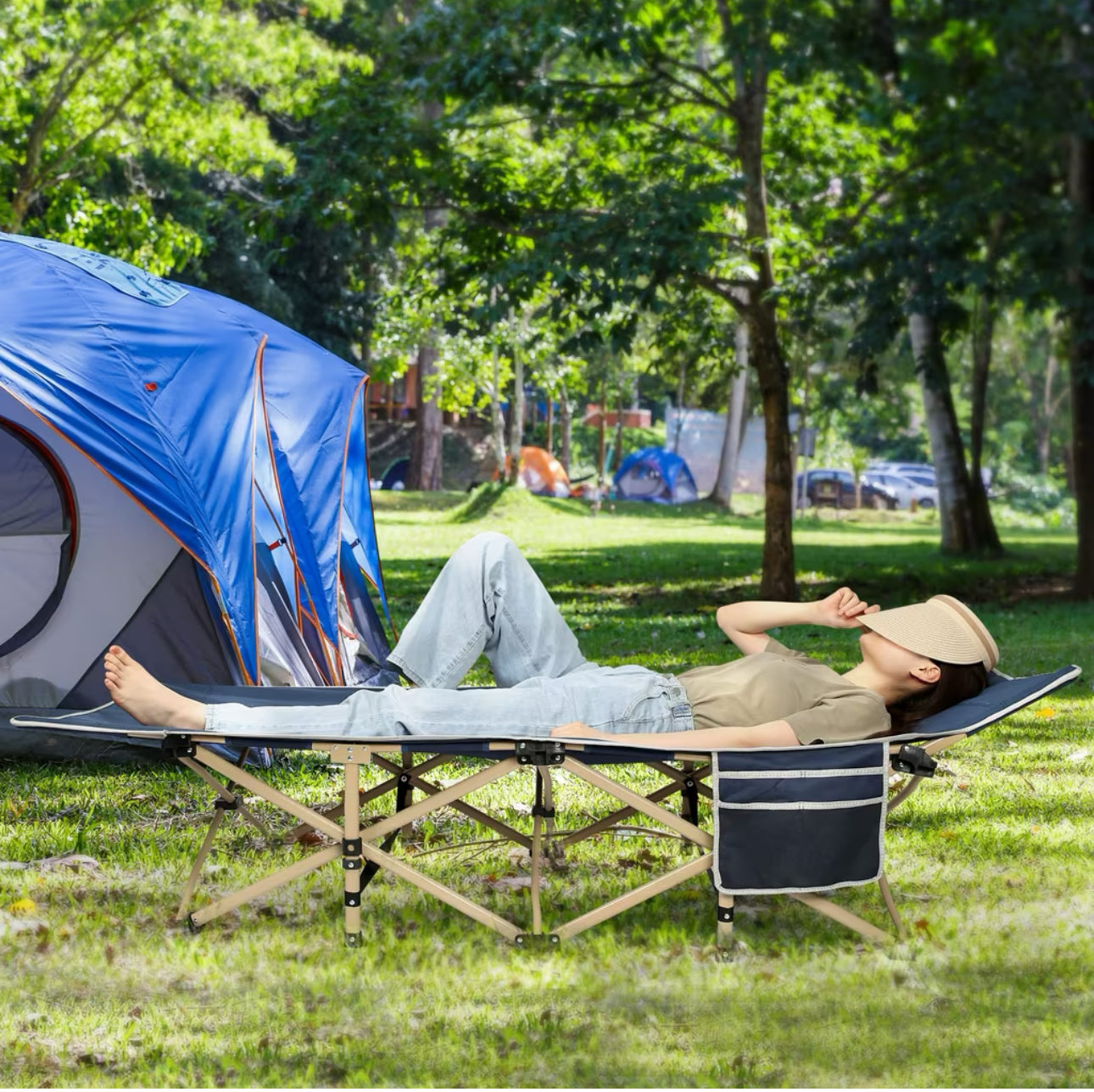 Lit De Camping Pliable, Lit D'invité, Charge Jusqu'à 300 kg, avec Sac De Transport, Poids 6 kg, neuf