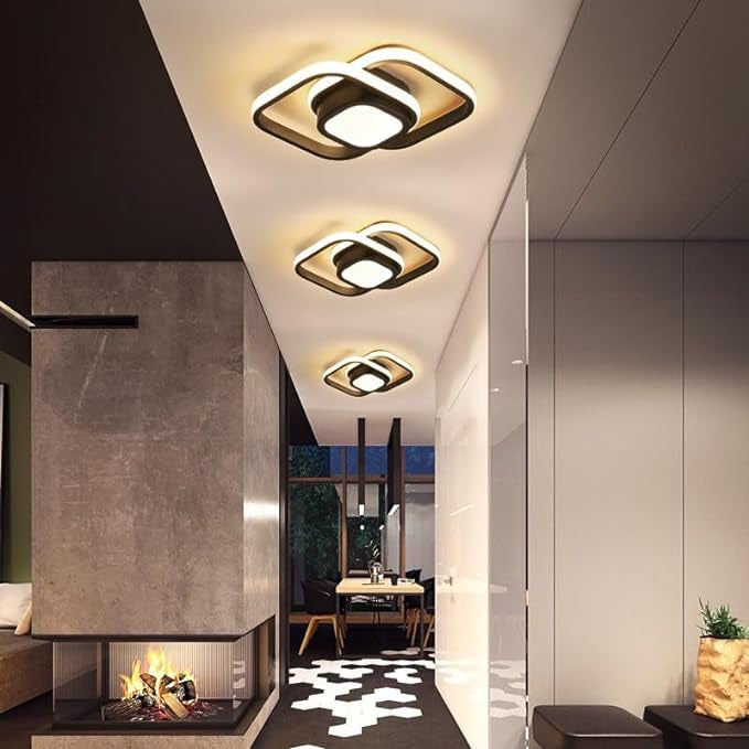 plafonnier moderne carré double anneau LED 36W noir 3 couleurs température dimmable ( variable) neuf