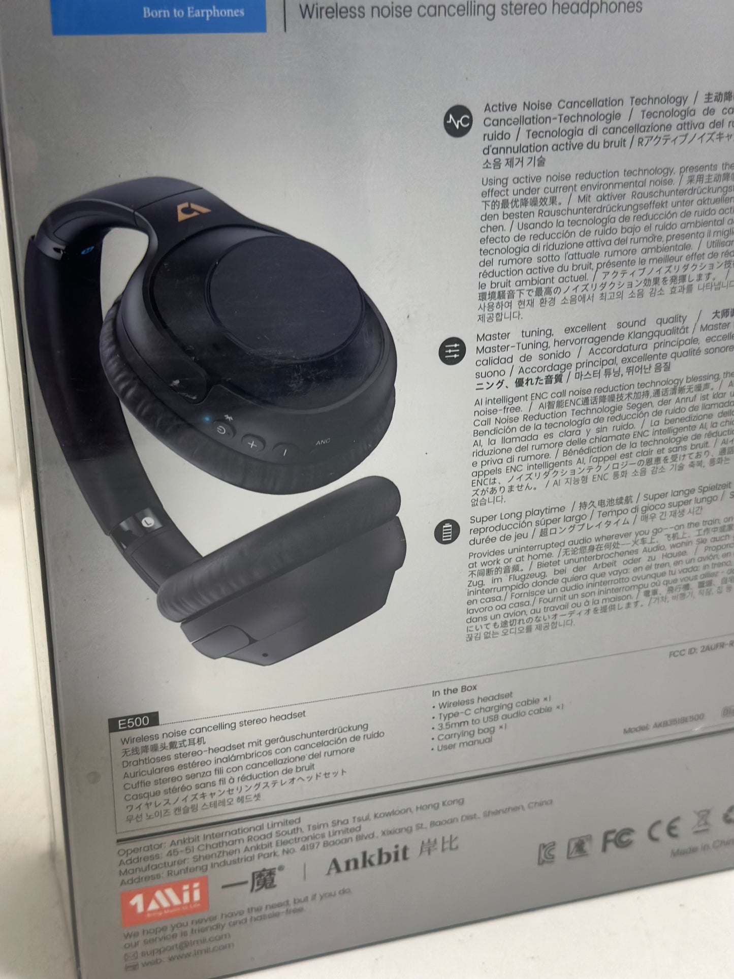 Ankbit E600Pro Casque Bluetooth avec aptX Low Latency & HD, réduction du bruit hybride, casque sans fil avec microphone, audio haute définition, 80 heures de lecture pour téléphone portable, PC, TV
