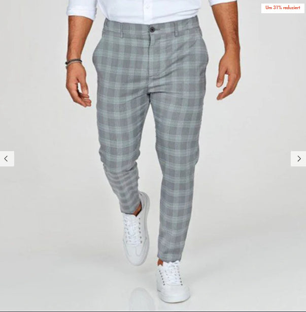 Pantalon à carreaux Pantalon décontracté pour hommes ample et fin