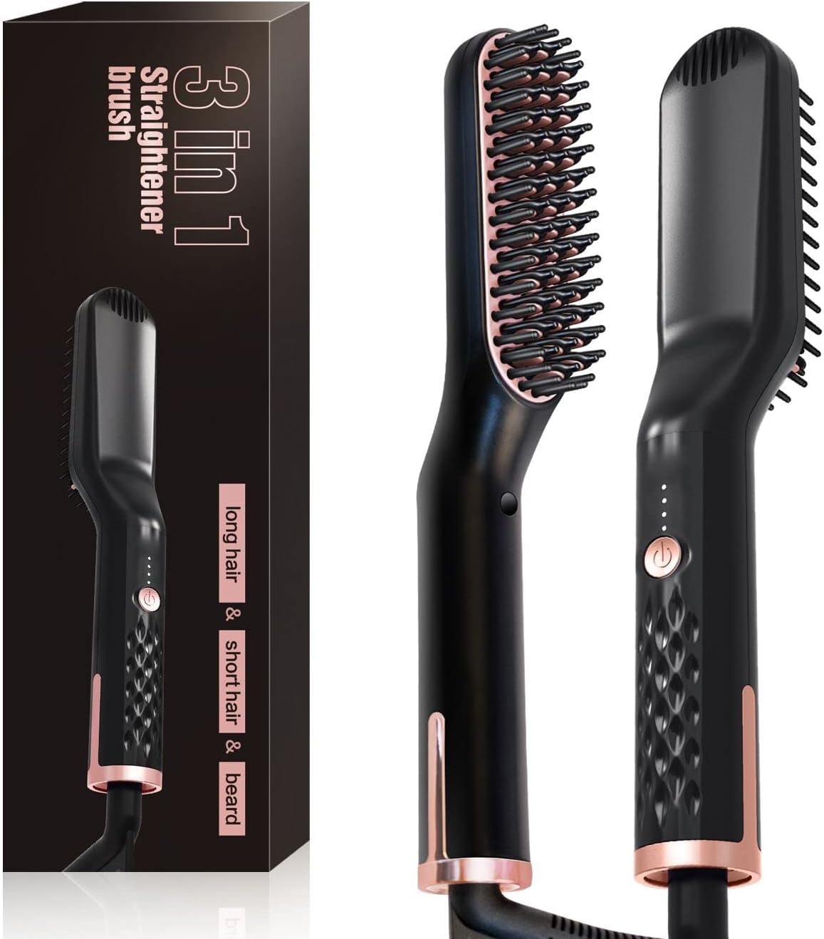Lisseur à Barbe pour Hommes, Brosse Lissante pour Cheveux, Brosse Lisseur à Barbe Electrique Lisseur Professionnel 3 en 1 pour Hommes et Femmes à la Maison et en Voyage