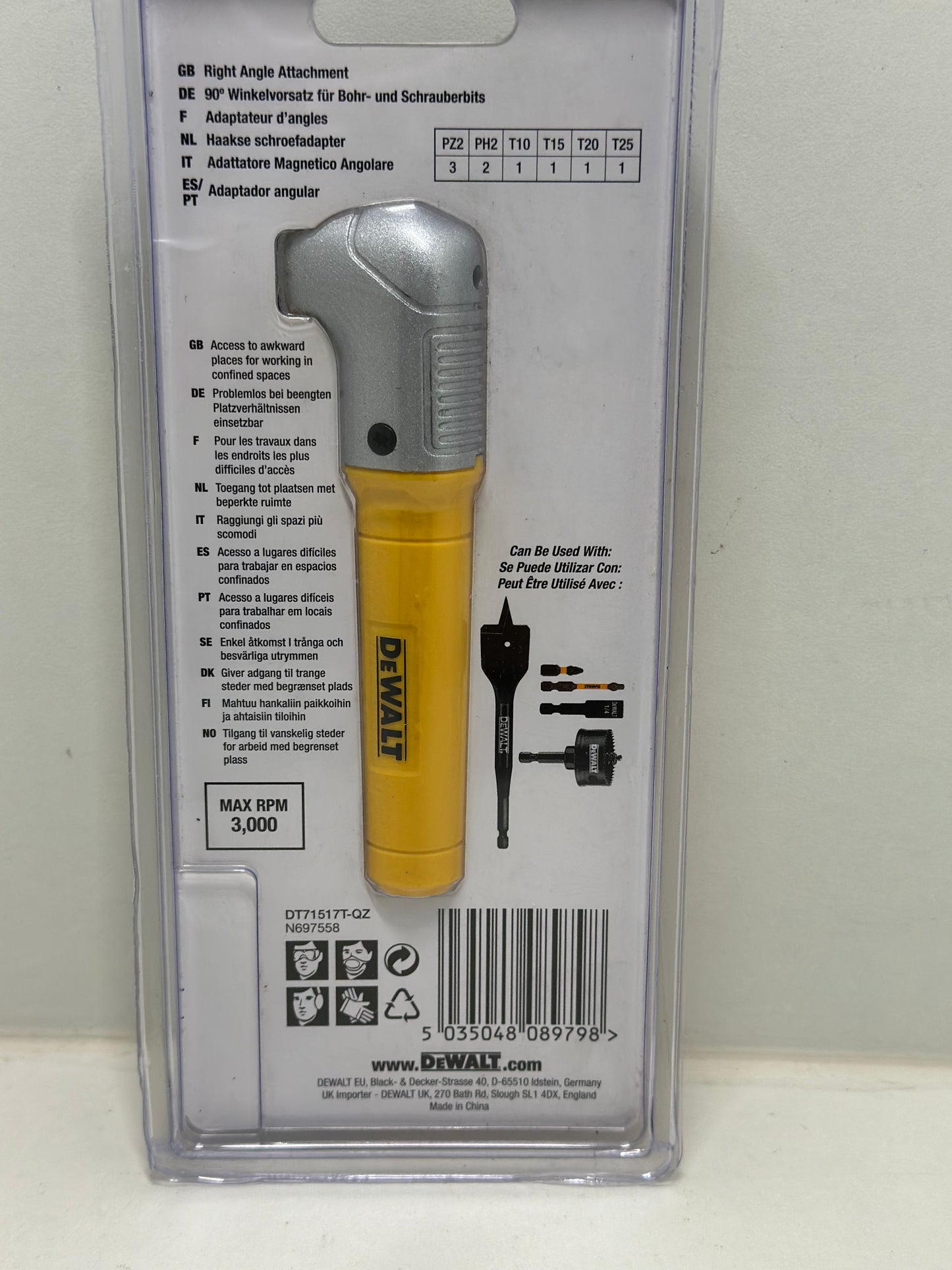 Retour D'Angle Droit + 8 Embouts Vissage - DT71517T-QZ DEWALT