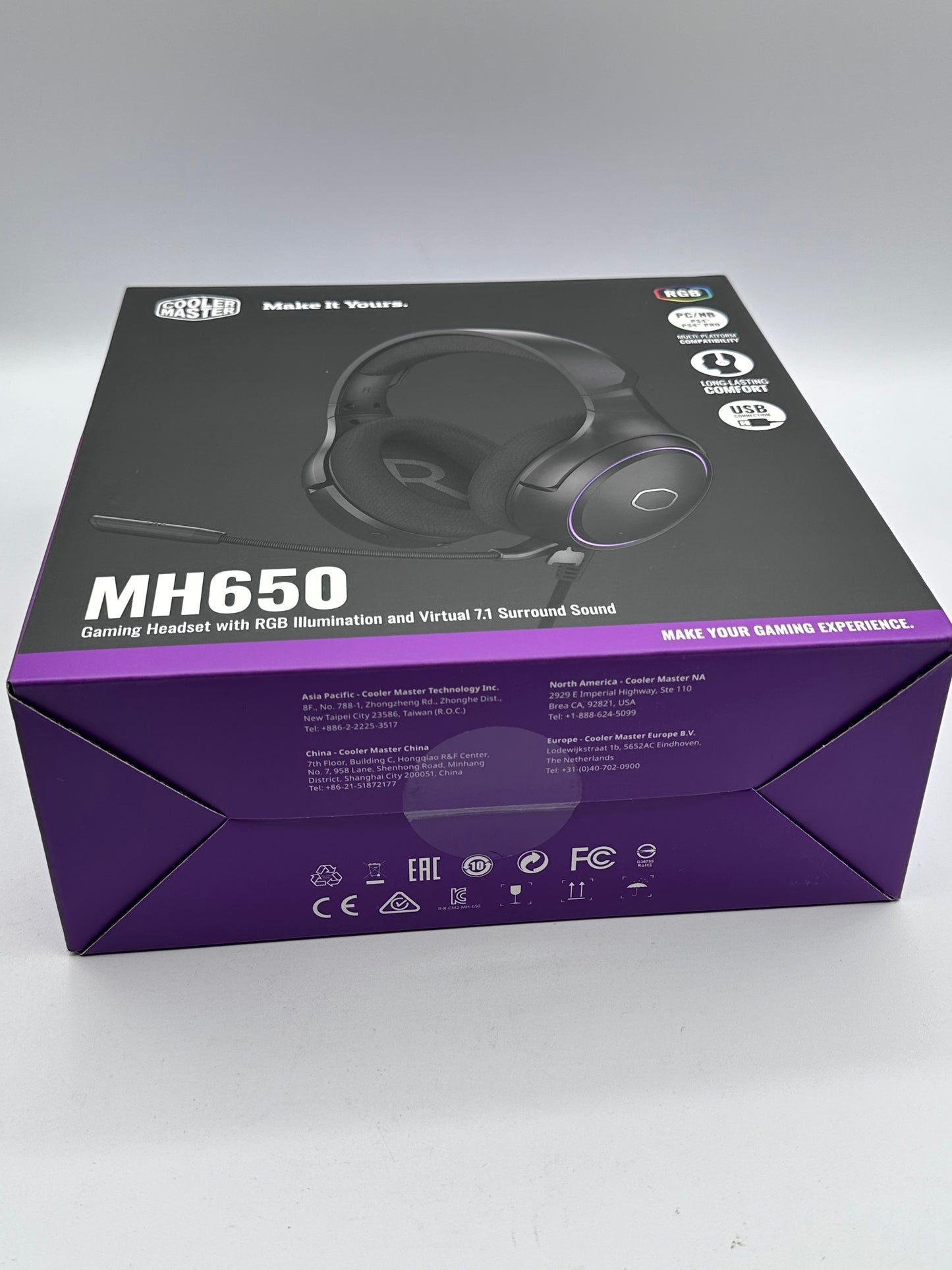 Casque de jeu Cooler Master RGB avec son surround virtuel 7.1 - Multiplateforme compatible avec les haut-parleurs audio en néodyme de 50 mm, un micro à flèche ultra-transparent et un cadre portable - USB de type A, noir