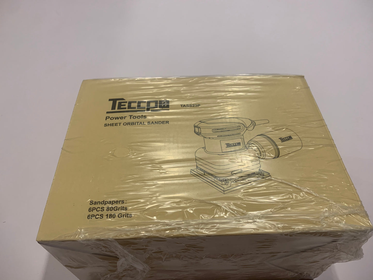 Ponceuses de Détail, TECCPO Ponceuse Vibrante 210W 14500 RPM, Moteur en Cuivre Fin, 12pcs Papiers de Verre, Surface Orbite 105x114mm, avec Sac de Poussière Recyclable