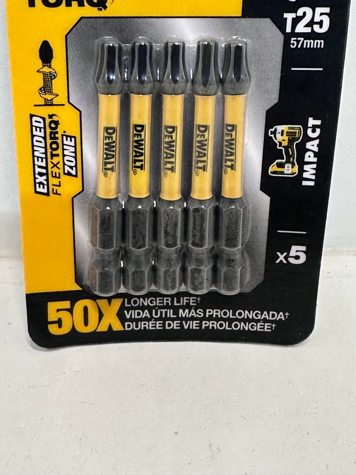 DEWALT - Lot de 5 Embouts de Vissage 57 mm T20 - DT7395T-QZ - Embouts Extreme FLEXTORQ - Pour Perceuse-Visseuse