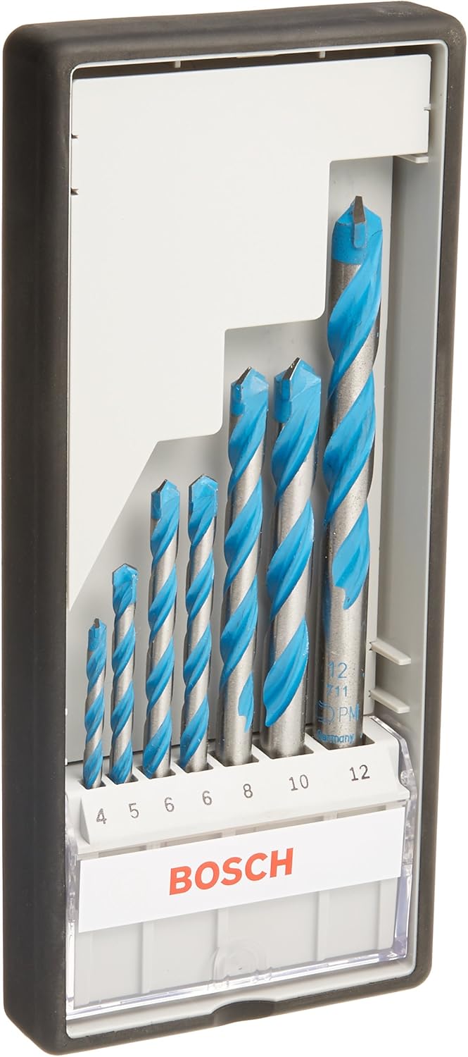Bosch Professional 7 pièces. Ensemble de forêts(Multi Construction, Ø 4/5/6/6/8/10/12 mm, Suffisant pour Bohrmaschins avec Support de foret à tige ronde)