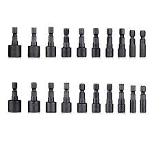 20 Pcs Jeu de Clés à Douille Hexagonal TACKLIFE, 1/2-5 / 32, 4 mm - 12 mm, Serrage Rapide, Ensembles d'Embouts - PNDB1A