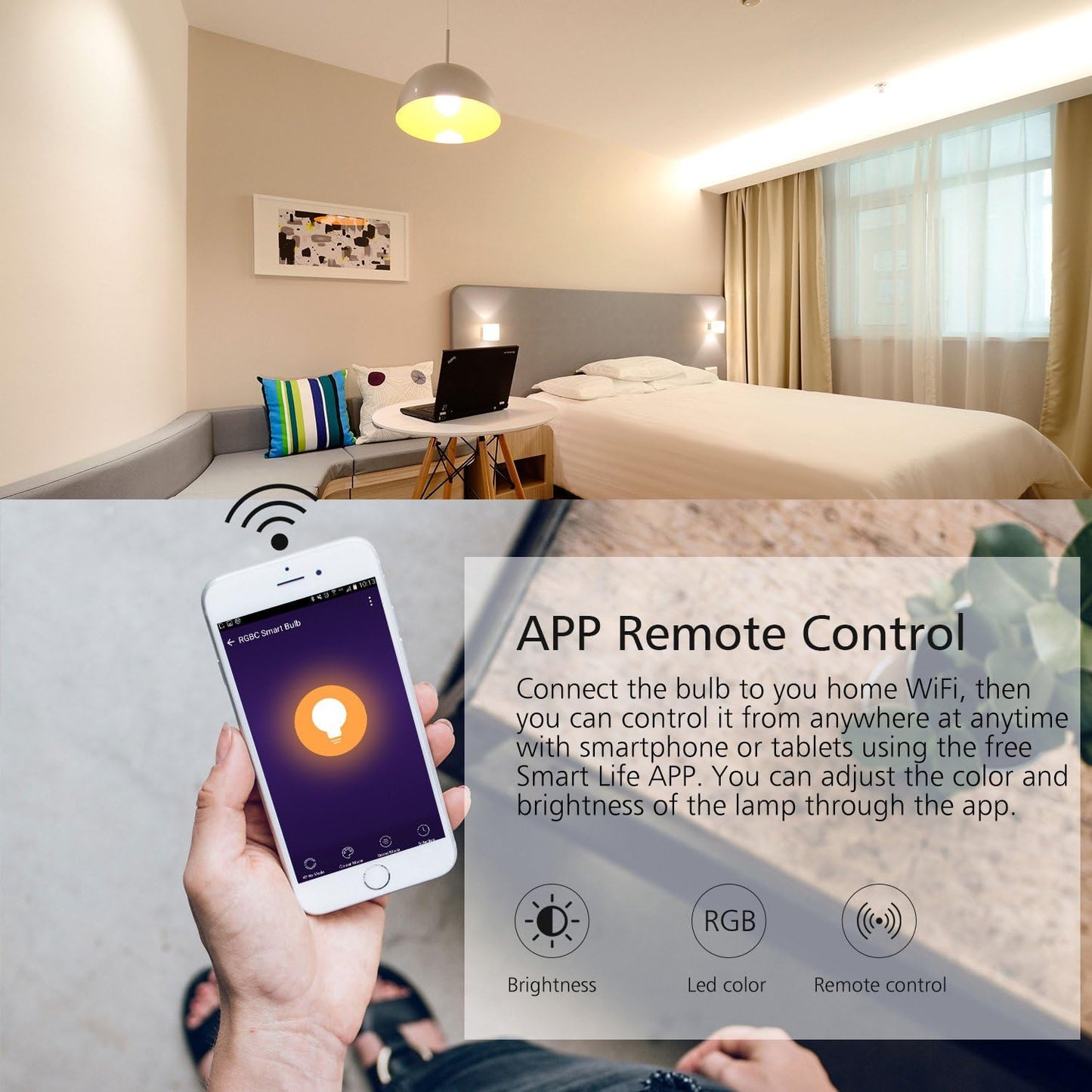 Ampoule Connectée, Ampoule LED E27 6000k+600LM 7W RGB Compatible avec Alexa Google Home Vocale Ampoule Intelligente Wifi Dimmable App Télécommande Fonction de Minuterie