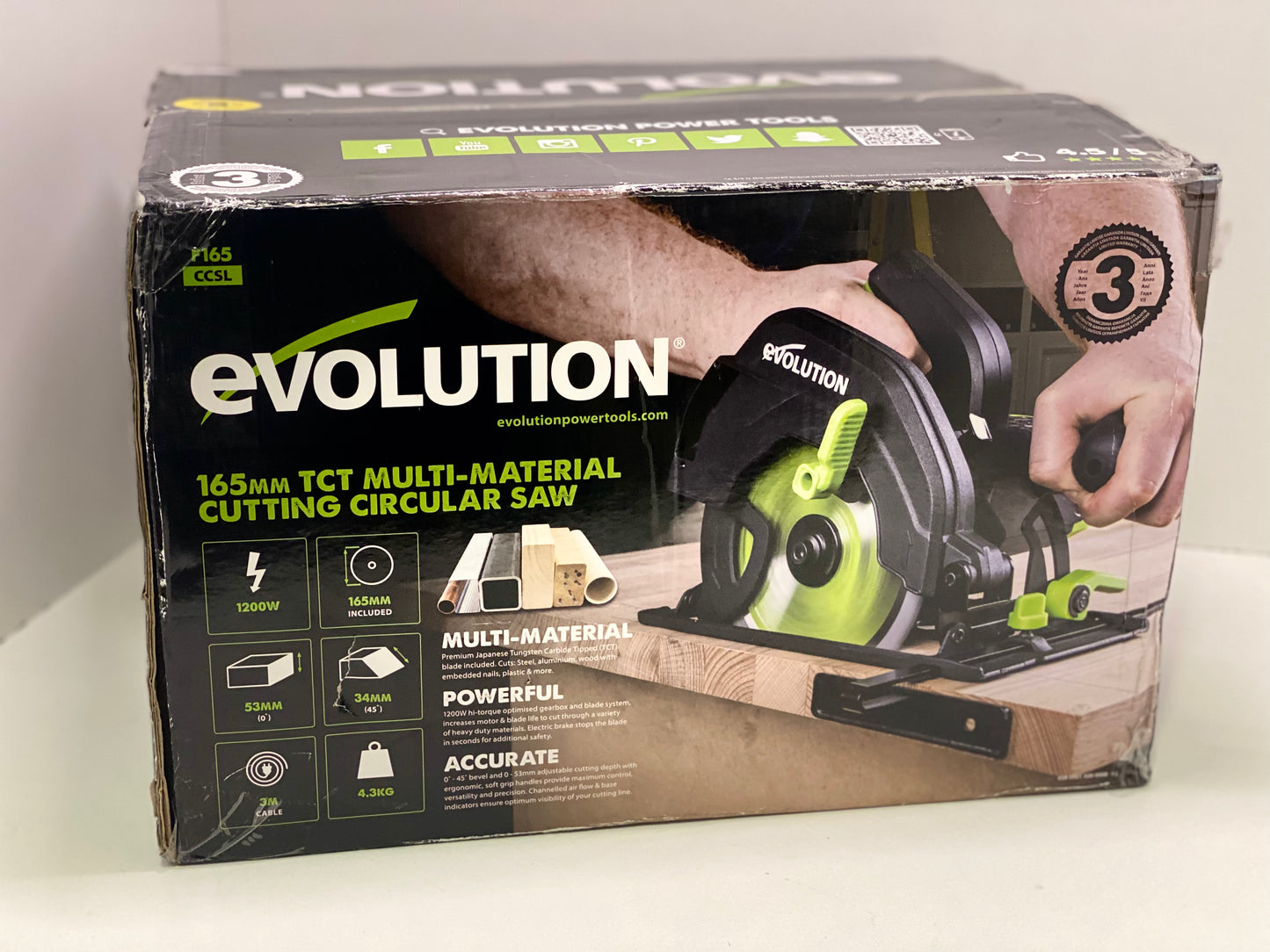 Evolution Power Tools Scie Circulaire Multi-Matériaux, Découpe l’acier, l’aluminium, le bois clouté