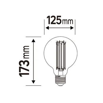 Ampoule led filament carbone, globe 125mm, E27, 45W, blanc très chaud, LEXMAN