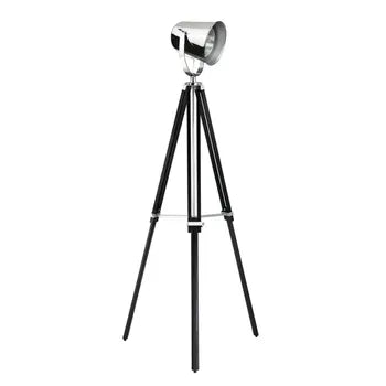 Lampadaire Haru, bois, argent, H.140.0 cm, E27 neuve