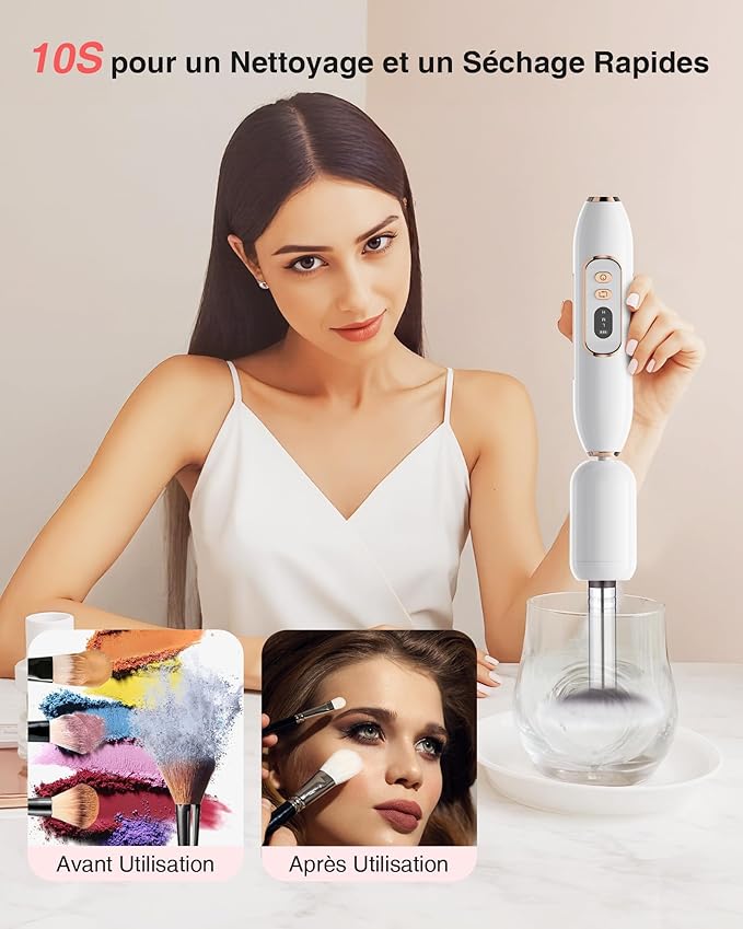 Ponceuse pour Ongles Professionnel - 1500mAh Ponceuse Ongle y Nettoyeur Pinceau Maquillage 2 en 1,20000 RPM Lime a Ongle Electrique,Nail Drill Portable,3 Vitesses Réglables,Sans Fil Sécurisé