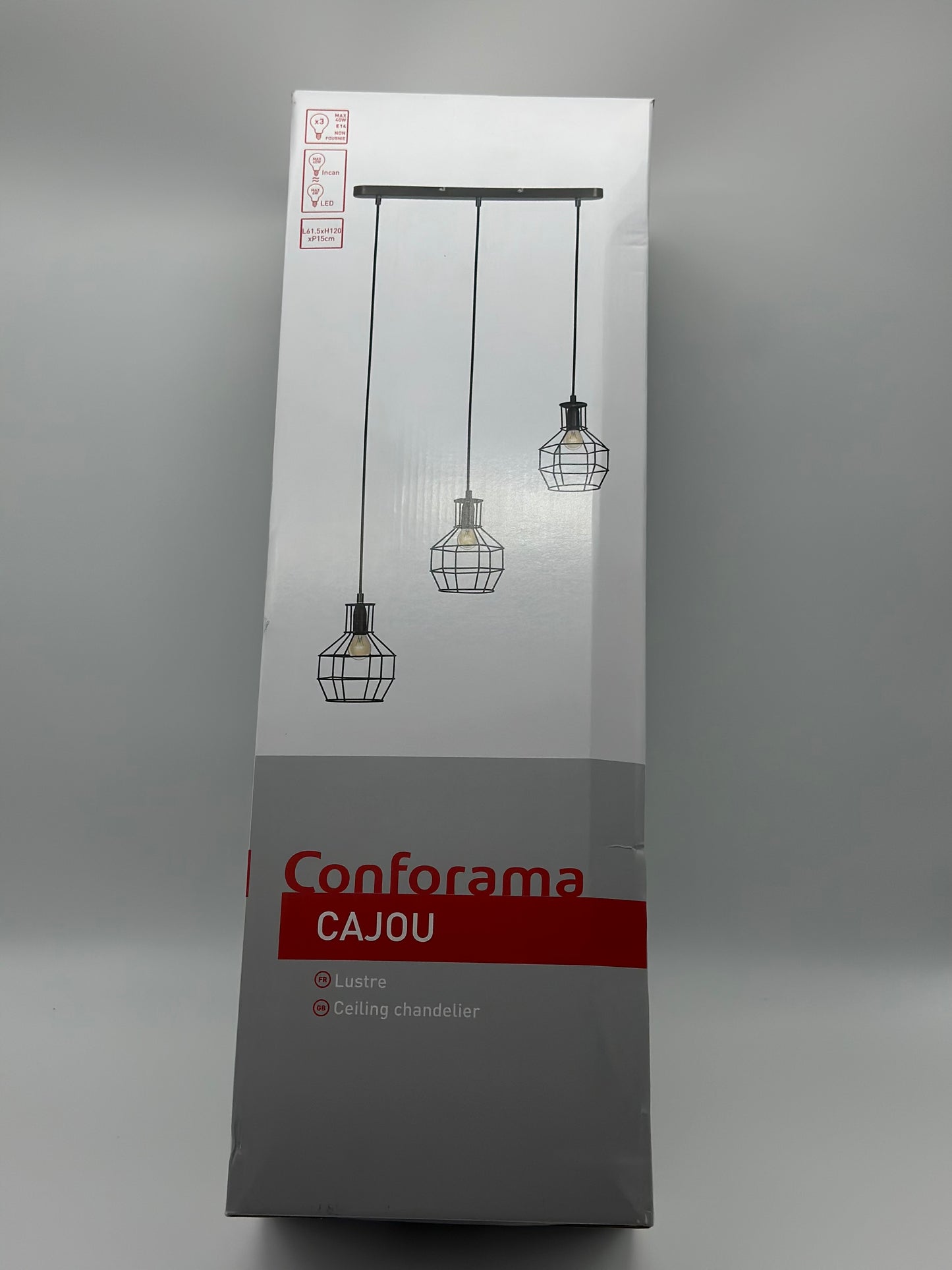 Lustre Métal 120 cm 61.5 cm CAJOU coloris noir