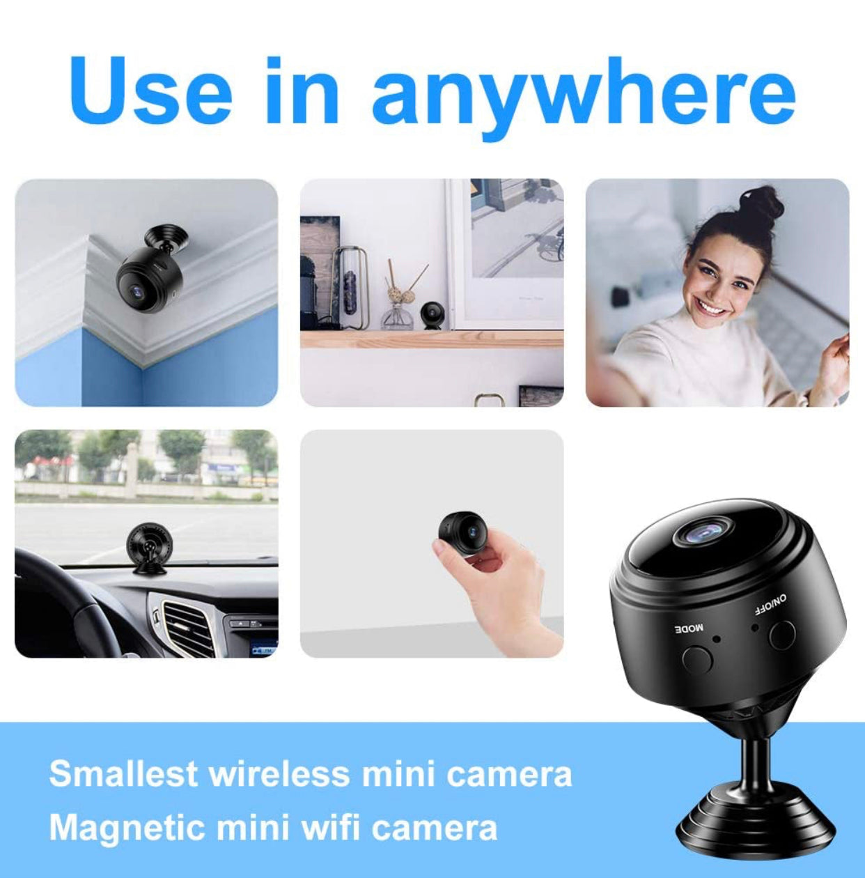 Mini Caméra de Surveillance 1080P Magnétique WiFi, WLAN avec Détection de Mouvement neuve