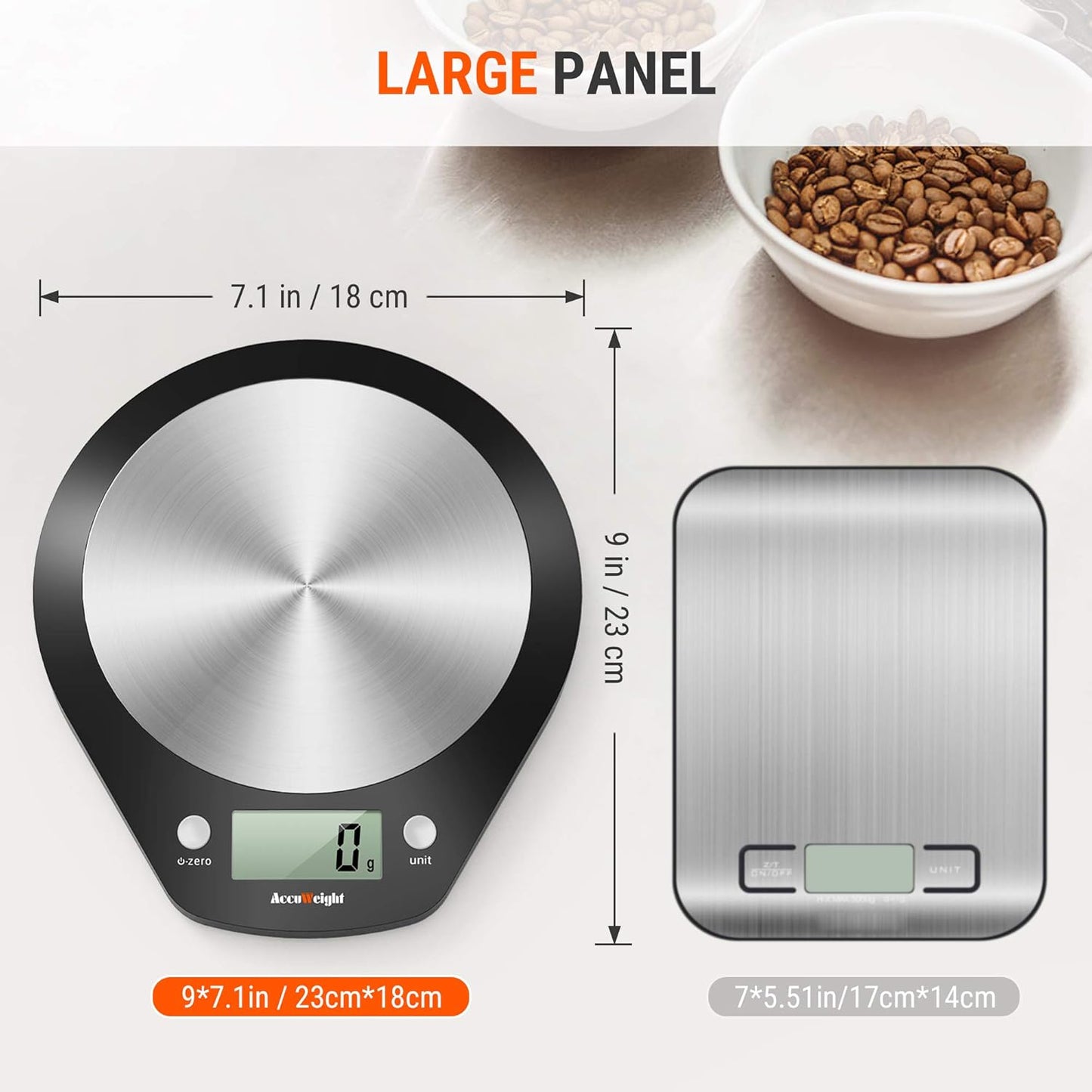 Balance de cuisine numérique 203, pour nourriture ou courrier, en acier inoxydable, fonction de mesure pour liquide en ml, 5000 g, incréments de 0,1 oz ou 1 g