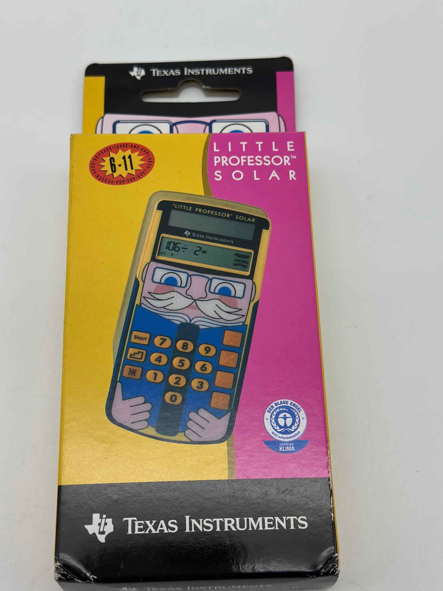 Texas Instruments LPROFSOLAR Little Professor Calculatrice solaire d'apprentissage,jaune,bleu