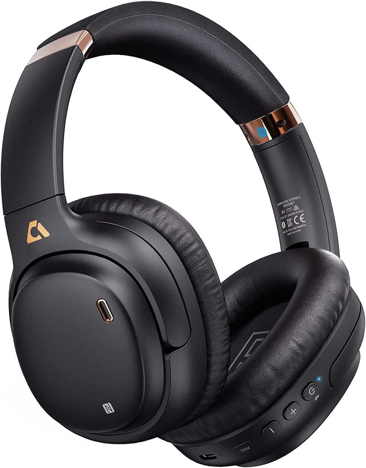 Ankbit E600Pro Casque Bluetooth avec aptX Low Latency & HD, réduction du bruit hybride, casque sans fil avec microphone, audio haute définition, 80 heures de lecture pour téléphone portable, PC, TV
