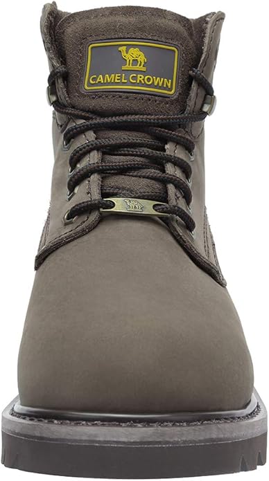 CAMEL CROWN Bottes à lacets Bottes de combat pour hommes Bottes de travail Bottes pour hommes Chaussures de travail en cuir Bottes de travail classiques à tige courte pour extérieur Bottes de loisirs antidérapantes